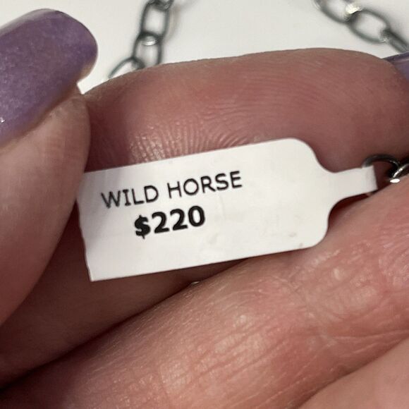 STERLING SILVER NATIVE AMERICAN SW WILD HORSE NECKLACE 16” w/extender Gunmetal - Picture 9 of 10